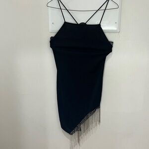 SHEIN Black Asymmetrical Dress with Silver Accents